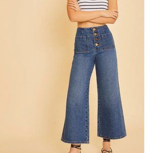NWT Colette Denim Cropped Wide-leg high rise Denim Jeans